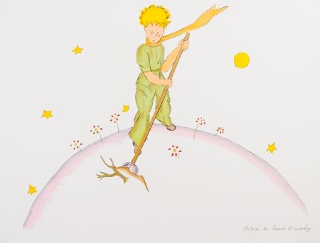 Lithographie Saint-Exupéry - Le Petit Prince sur sa planète
