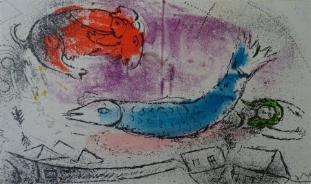 Lithographie Chagall - Le Poisson bleu