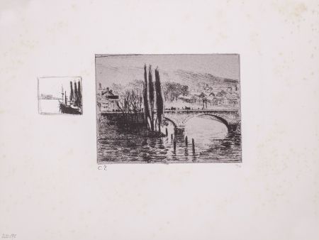 Lithographie Pissarro - Le Pont Corneille