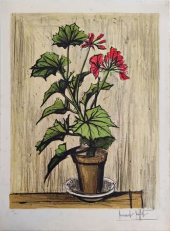 Lithographie Buffet - Le pot de géranium 
