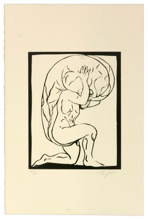 Linogravure Topor - Le pouvoir me gonfle