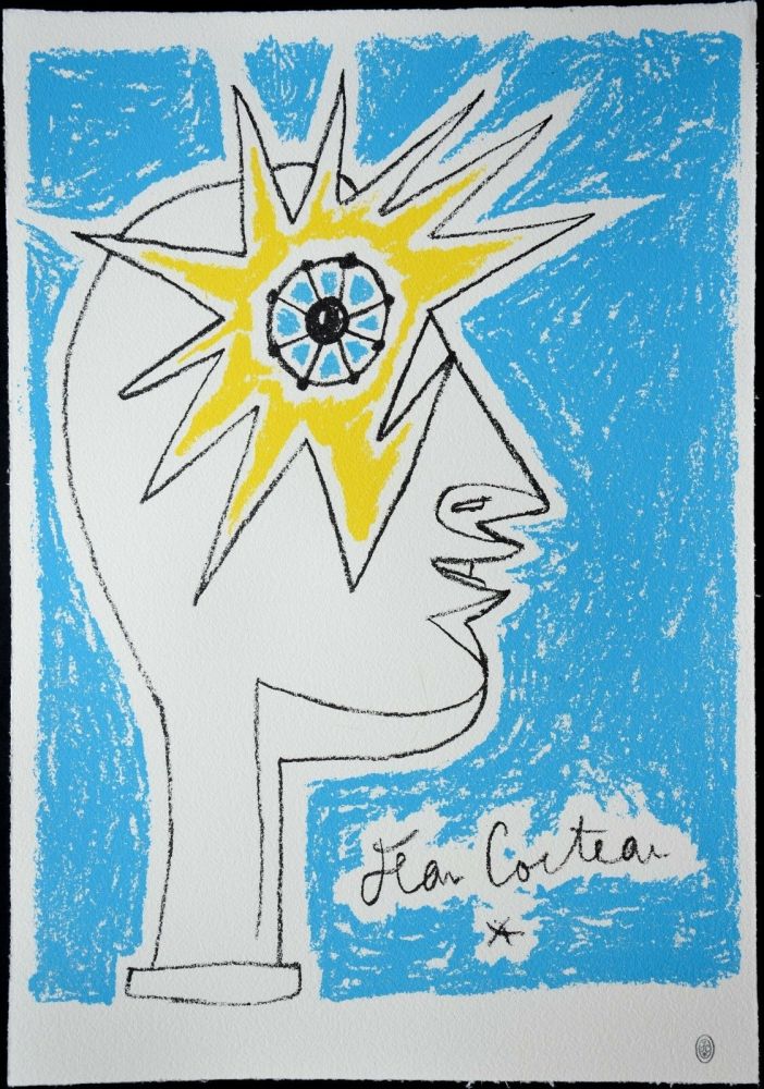 Lithographie Cocteau - Le profil, œil à l'étoile