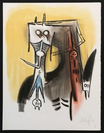 Lithographie Lam - Le Regard Vertical 7301 (Ils ont le cou des echassiers)