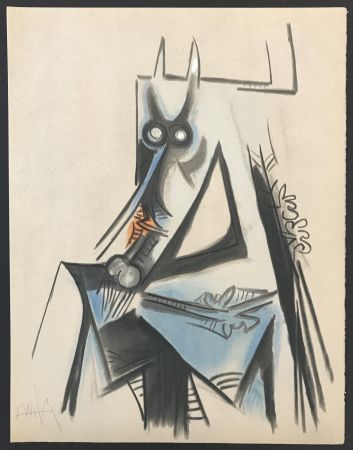 Lithographie Lam - Le Regard Vertical 7304 (Les vaches sont maigres en Haiti)