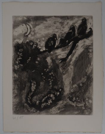 Gravure Chagall - Le renard en chasse (Le renard et les poulets d'Inde) 