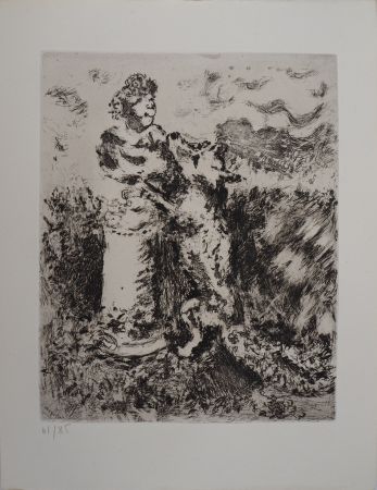 Gravure Chagall - Le renard et le buste
