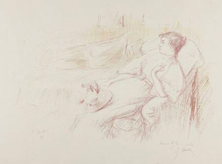 Lithographie Leheutre - Le repos