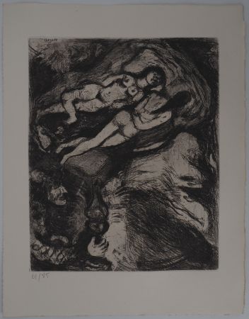 Gravure Chagall - Le repos (La vieille et les deux servantes)