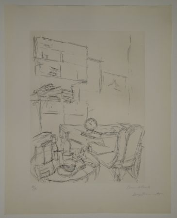 Eau-Forte Giacometti - Le Réveil dans la chambre rue Hippolyte Maindron / Le Réveille-matin (The Alarm Clock). 