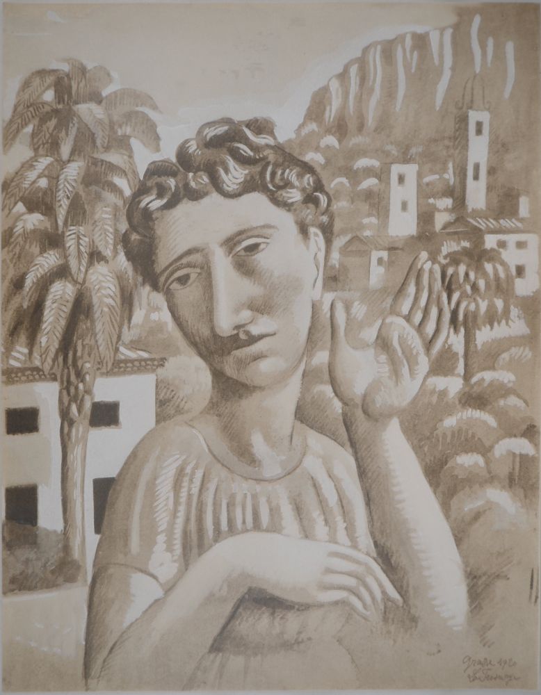 Lithographie De La Fresnaye - Le rêveur de Grasse