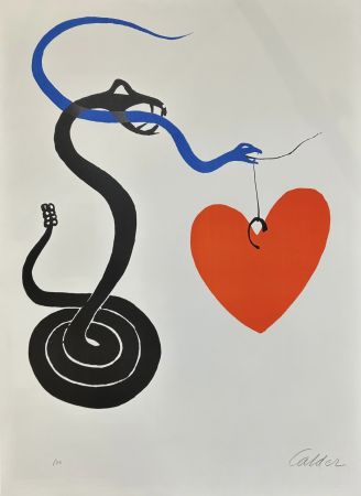 Lithographie Calder - Le serpent au cœur