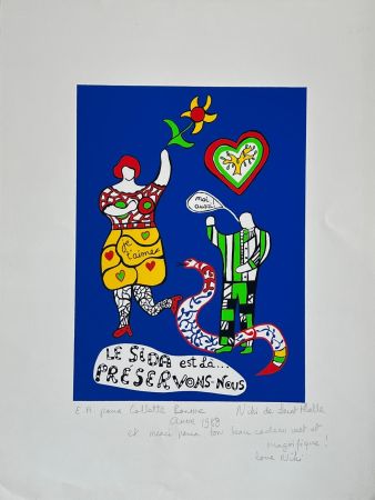 Sérigraphie De Saint Phalle - Le Sida est là… préservons-nous 
