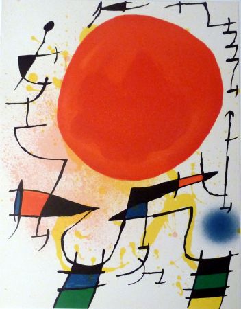 Lithographie Miró - Le Soleil Rouge