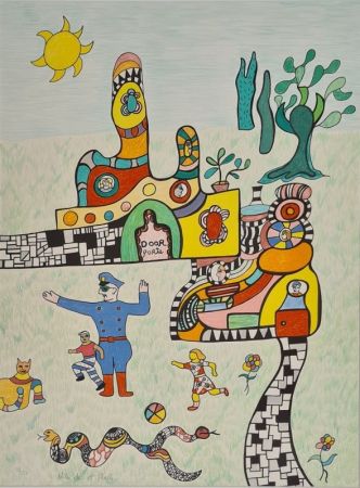 Lithographie De Saint Phalle - Le sortie de l'école 