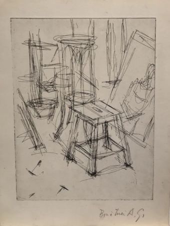 Eau-Forte Giacometti - Le Tabouret dans l'atelier