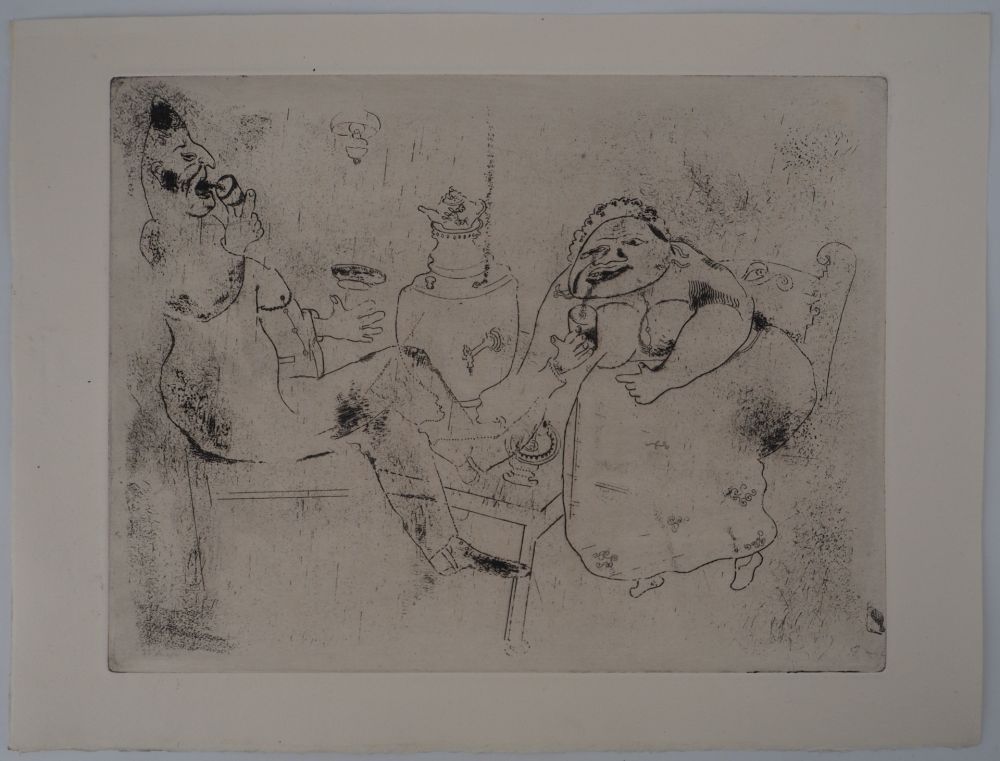 Gravure Chagall - Le thé du matin