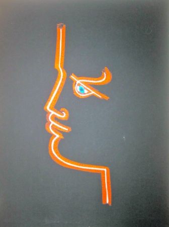 Lithographie Cocteau - Le trait de feu (Black)