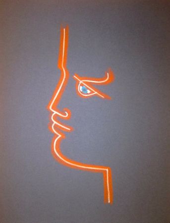 Lithographie Cocteau - Le trait de feu (Blue)