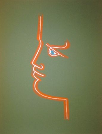 Lithographie Cocteau - Le trait de feu (Green)