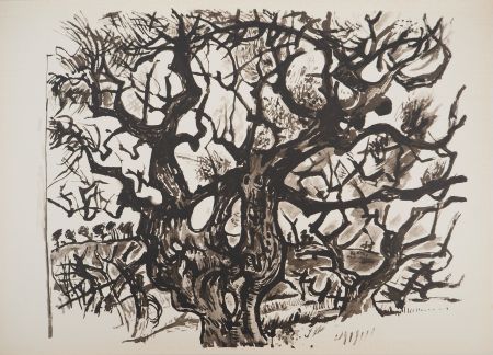 Lithographie Pignon - Le vieil arbre