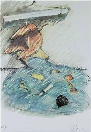 Lithographie Oldenburg - Leaf Boat-Storm In The Studio