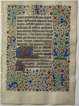Aucune Technique Dunois - Leaf from a Book of Hours, use of Rouen WITH STRAWBERRIES