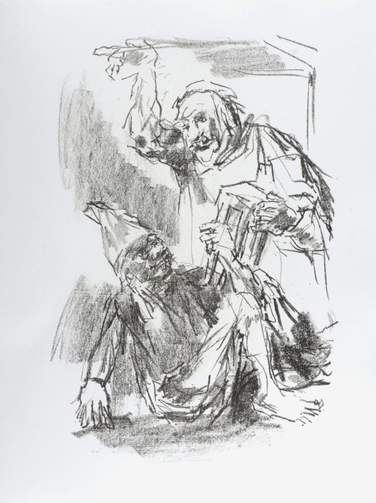 Lithographie Kokoschka - Lear and Fool, 1963