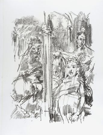 Lithographie Kokoschka - Lear, Regan, Goneril, 1963