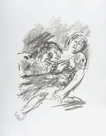 Lithographie Kokoschka - Lear with Cordelia in his arms, 1963