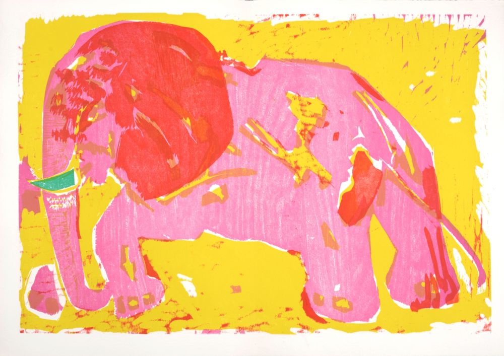 Gravure Sur Bois Lorjou - L'Elephant, 1965