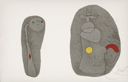 Lithographie Miró - L'ENFANCE D'UBU. Lithographie en couleurs signée (1975).