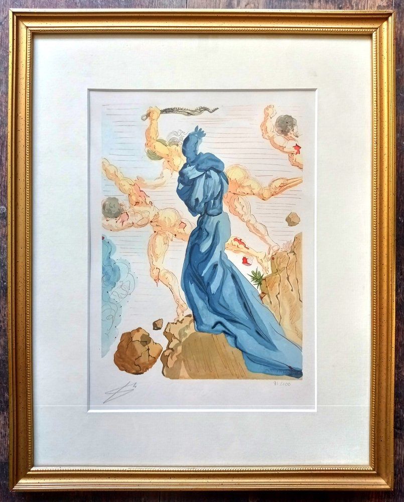 Gravure Sur Bois Dali - L'Enfer de la Divine Comédie 19: The Hard Margins, 1960s, Woodblock Engraving