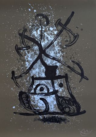 Lithographie Miró - L'entraîneuse - brun