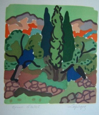 Lithographie Lapicque - L'Erymanthe