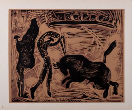 Linogravure Picasso - Les banderilles, 1962