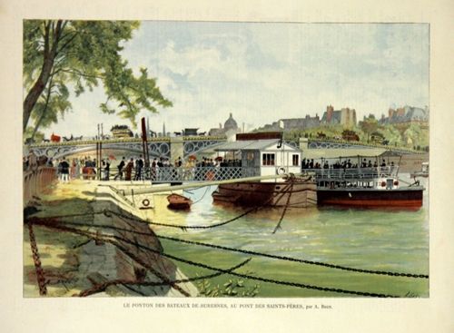 Lithographie Grasset - Les Bateaux Au Pont des Saints Peres