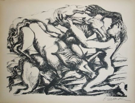 Lithographie Zadkine - Les cavales de Diomède