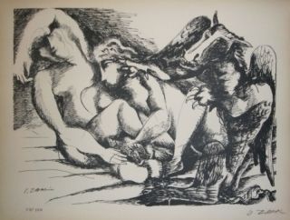 Lithographie Zadkine - Les cavales de Diomède