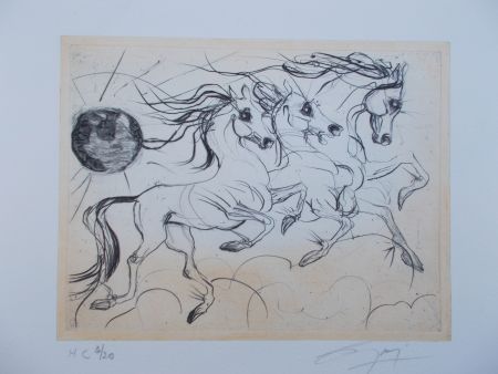Gravure Guiny - Les chevaux de Jupiter