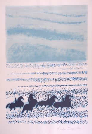 Lithographie Brasilier - Les chevaux de Neptune - Neptune's Horses