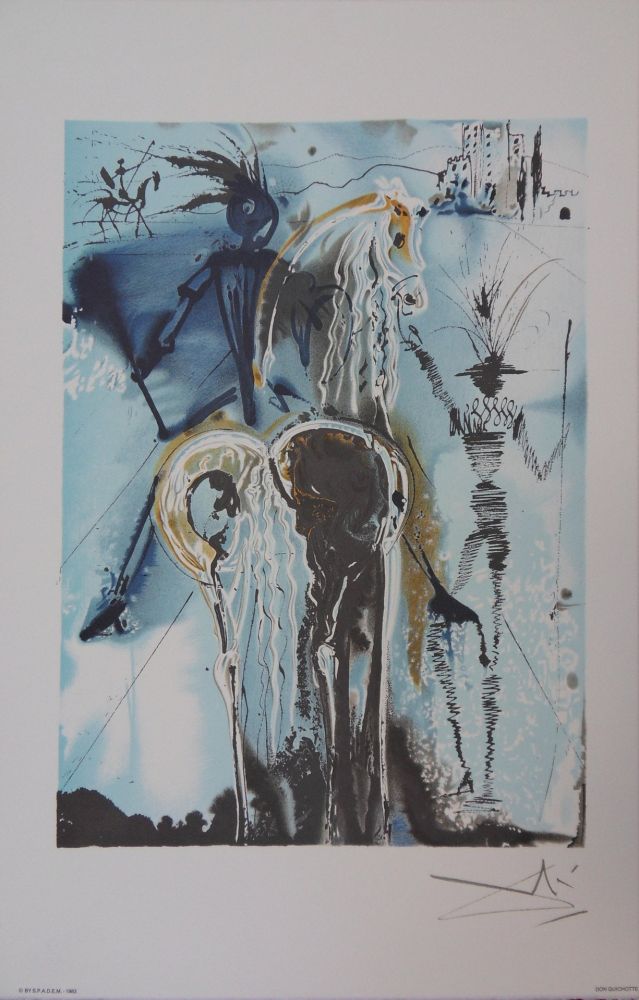 Lithographie Dali - Les Chevaux, Don Quichotte