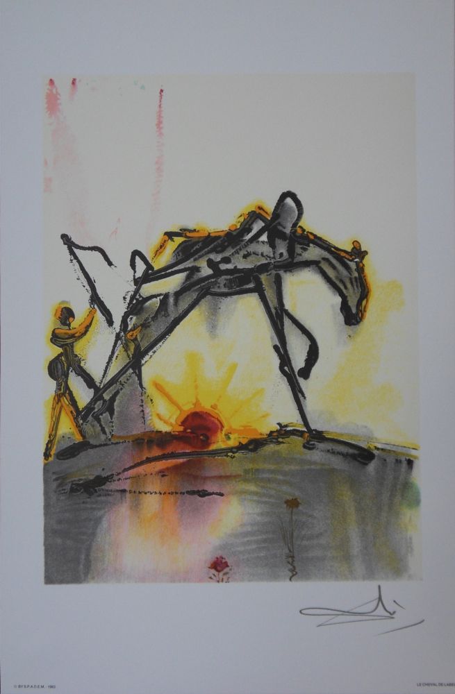 Lithographie Dali - Les Chevaux, le Cheval de Labeur