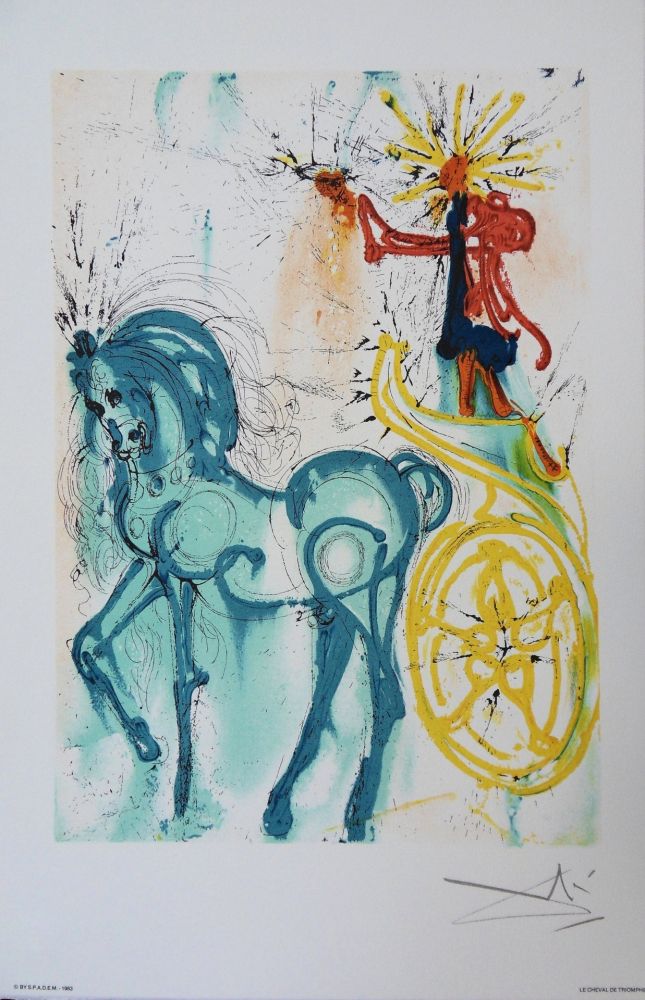 Lithographie Dali - Les Chevaux, Le Cheval de Triomphe