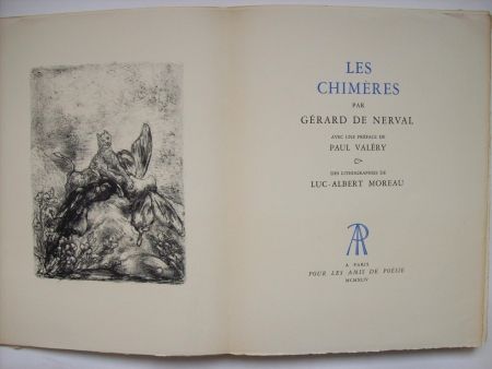 Livre Illustré Moreau - Les Chimères, par Gérard de Nerval. Avec une préface de Paul Valéry & des lithographies de Luc-Albert Moreau