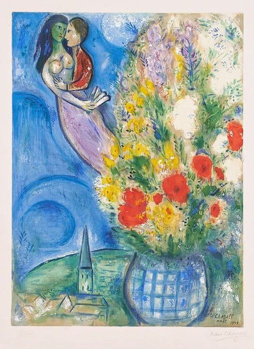 Lithographie Chagall - Les Coquelicots (Red Poppies)