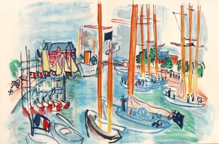 Lithographie Dufy - Les Cotes Normandes , Le Port