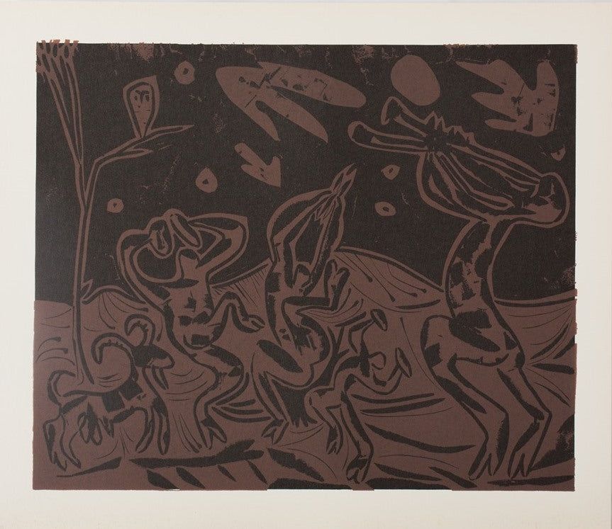 Linogravure Picasso - Les danseurs au hibou