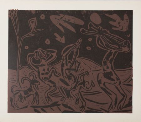 Linogravure Picasso - Les danseurs au hibou