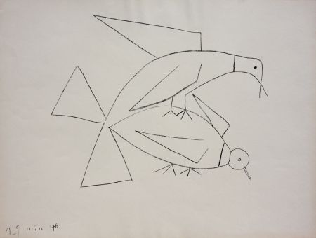 Lithographie Picasso - Les Deux Tourterelles II (B. 406)  Two Turtle-doves
