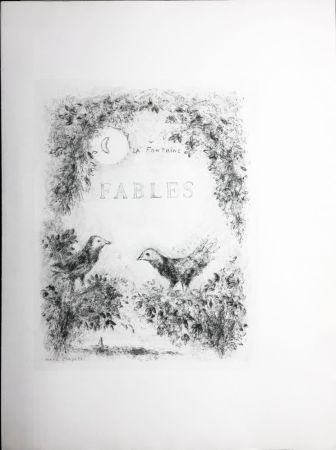 Eau-Forte Chagall - LES FABLES DE LA FONTAINE (Couverture gravée du tome 2). 1952